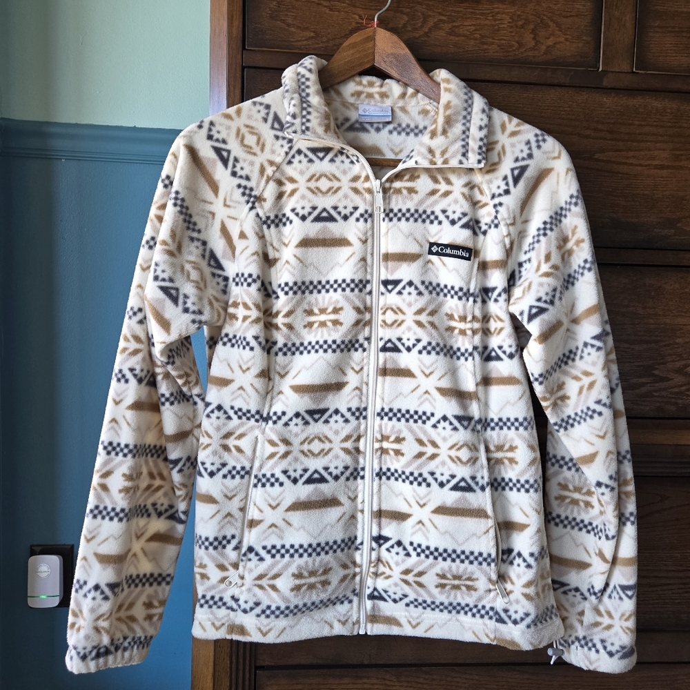 Columbia Benton Springs Fleece Jacket Chalk Checkered Peaks Large